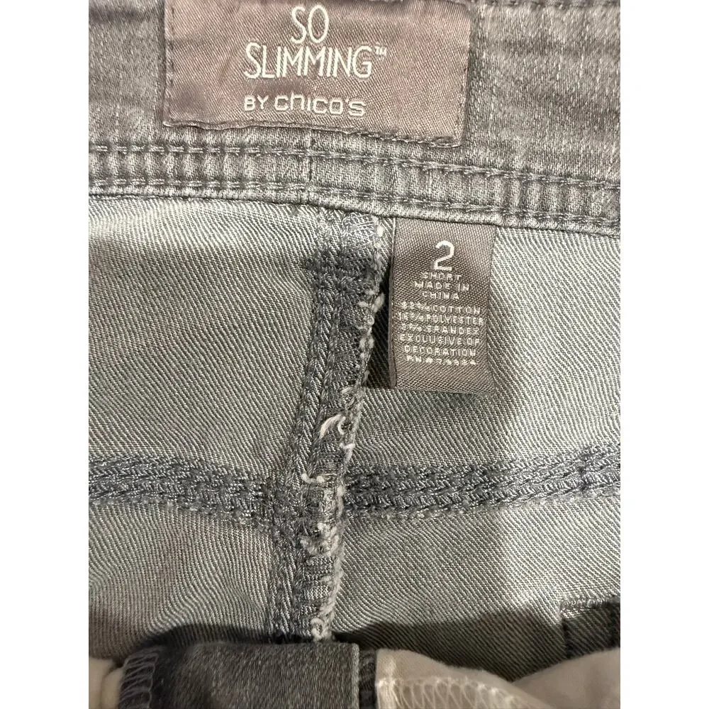 Chico's So Slimming Gray Straight Leg Mid-rise fit Denim Jeans Size 2 Short